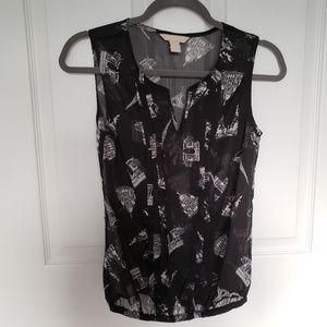 Banana Republic Paris Print Sleeveless Blouse